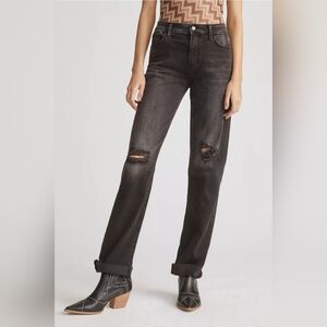 Anthropologie Joe's Jeans The Niki Mid Rise Boyfriend Black Destruct Size 26